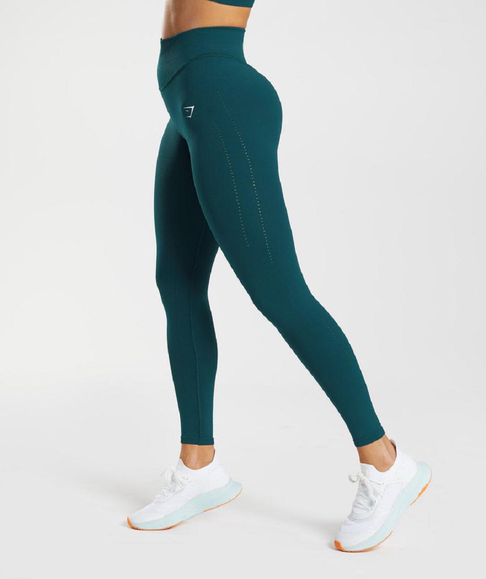 Gymshark Sweat Seamless Sculpt Ženske Tajice Tirkizne | HR 4008KOR